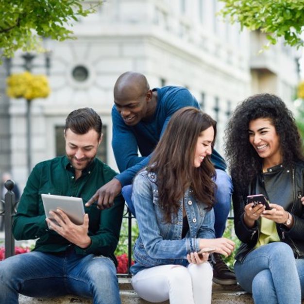 Pic - group of people on smart devices